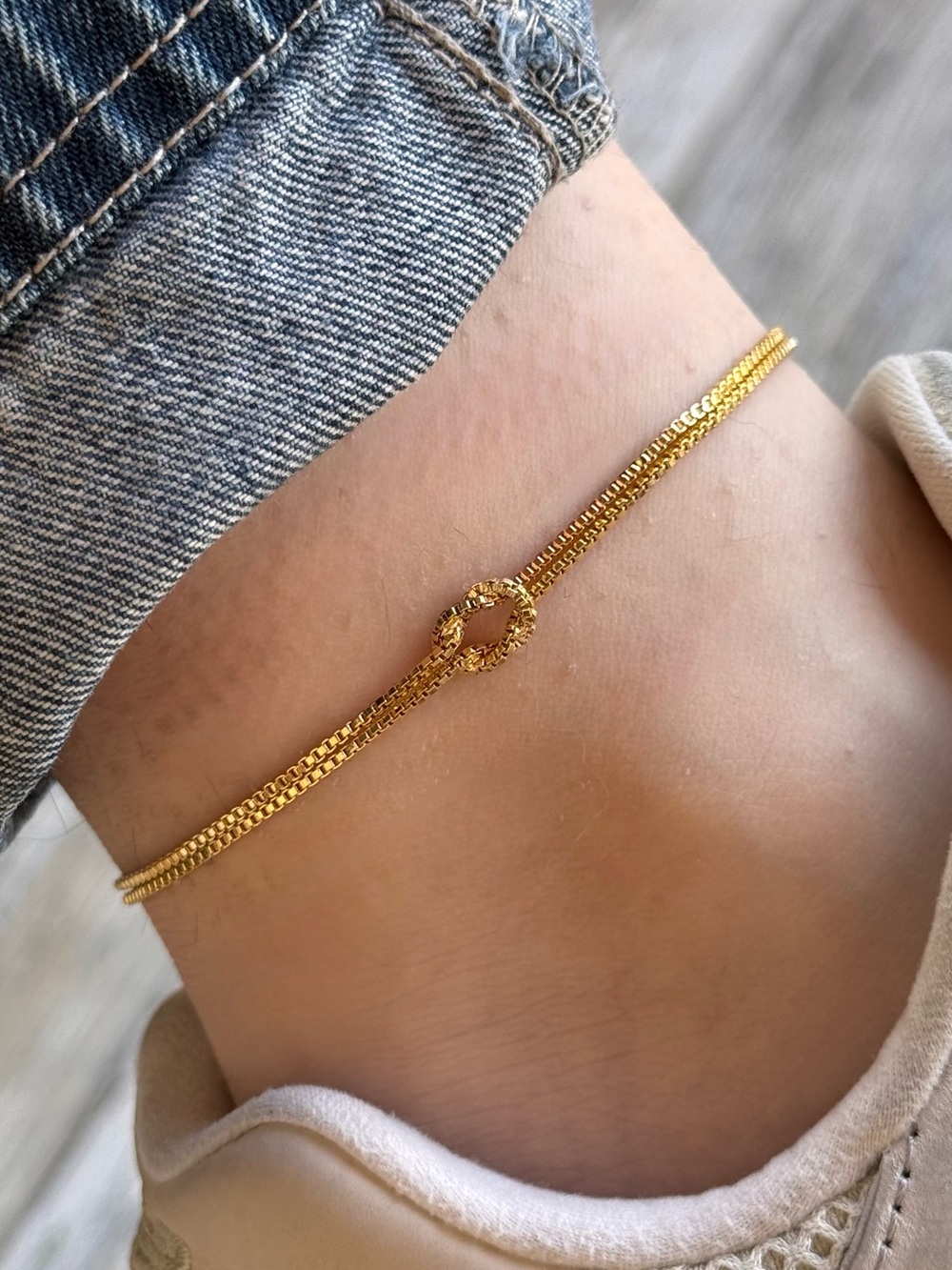 3/$40 Dainty Knot Anklet, 14K Gold Plated Chain Minimalist Summer Adjustable
